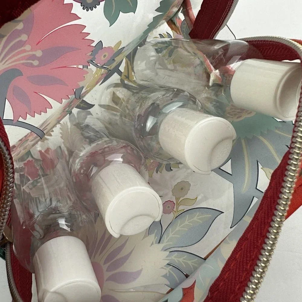 Spartina 449 Travel Case Clear‎ Floral With Containers Brand New